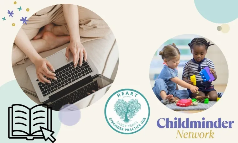childminders playing and typing