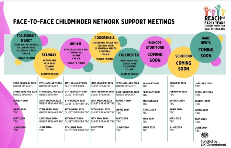 Childminder event calendar