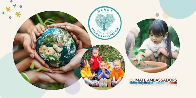 A cream banner with the SPH logo (a tree in the shape of a heart, in teal), with circuar images showing hands holding the eart; another with a young Asian child looking at a plant in a pot and another showing four young girls sitting together playing