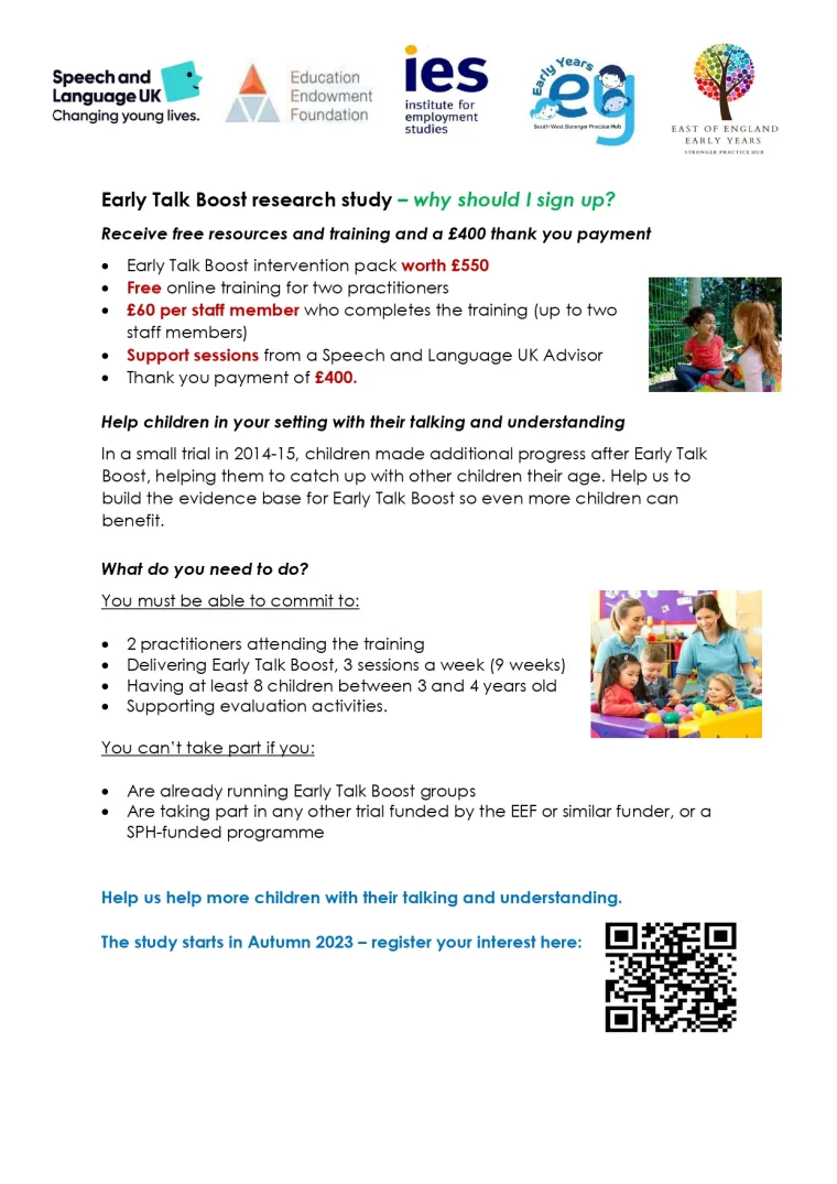 Early talk boost flyer