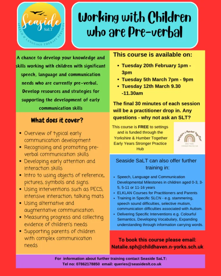 This image describes the speech and language webinar event.