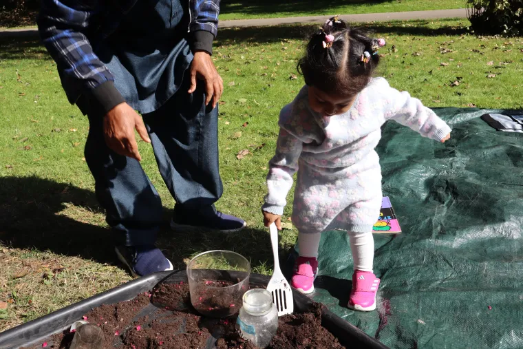 Child playing outdoors
