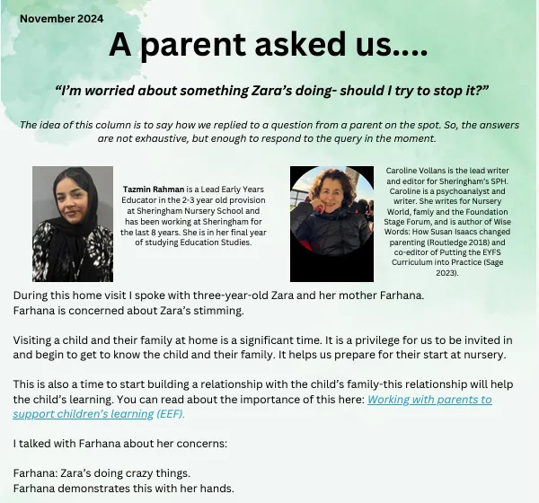 A Brighter Start: A parent asked us...