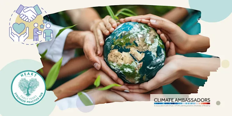 A graphic showing hands holding a ball in the shape of the world, with the HEART SPH logo in the bottom left