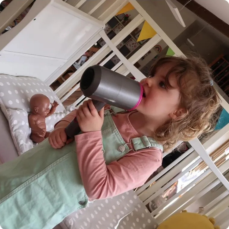 Hairdryer being used as a microphone