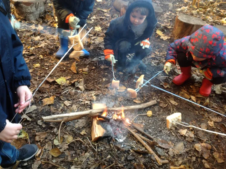 toasting on fire