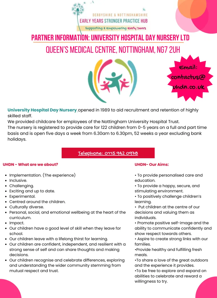 University hospital day nursery information flyer
