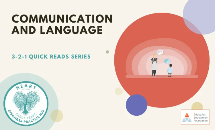 Cover image for the HEART Midlands SPH 3-2-1 Quick Reads resource on Communication and Language [updated]