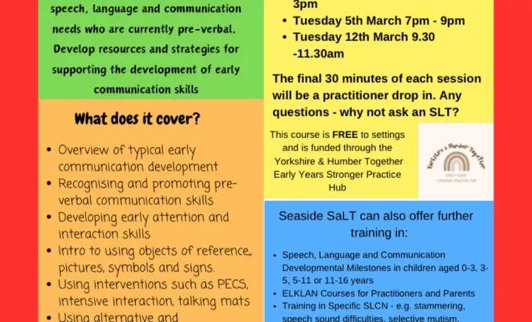 This image describes the speech and language webinar event.
