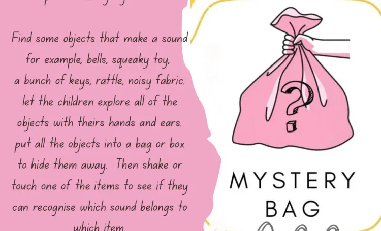 Text describing the language game and an image of a mystery bag