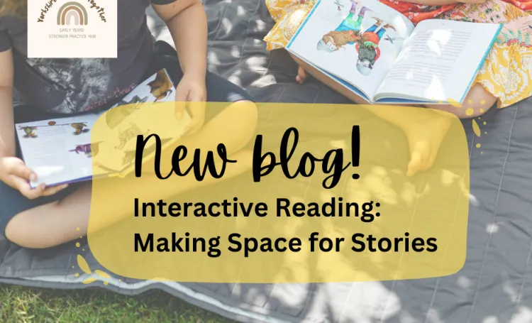 Children reading stories outdoors. 