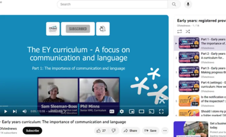 Screenshot of Ofsted EY curriculum video