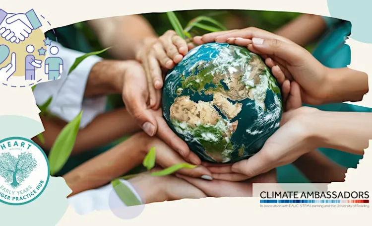 A graphic showing hands holding a ball in the shape of the world, with the HEART SPH logo in the bottom left