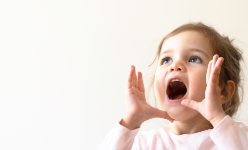 Young girl ready to shout out loud